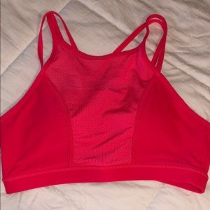 Bright pink high neck sports bra